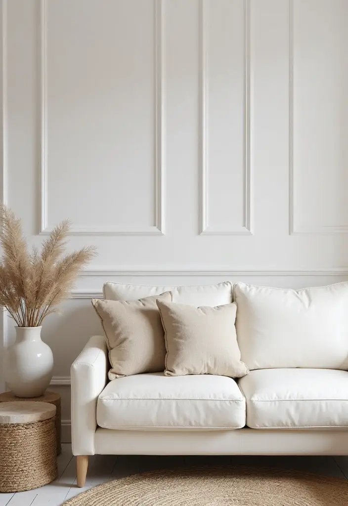 29 White Leather Sofa Living Room Ideas That Feel Bright and Modern - 21. Neutral Color Palette