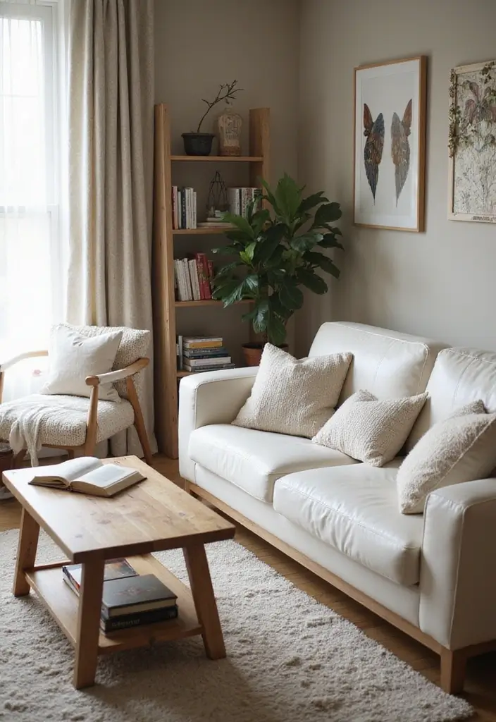 29 White Leather Sofa Living Room Ideas That Feel Bright and Modern - 28. Cozy Reading Nook