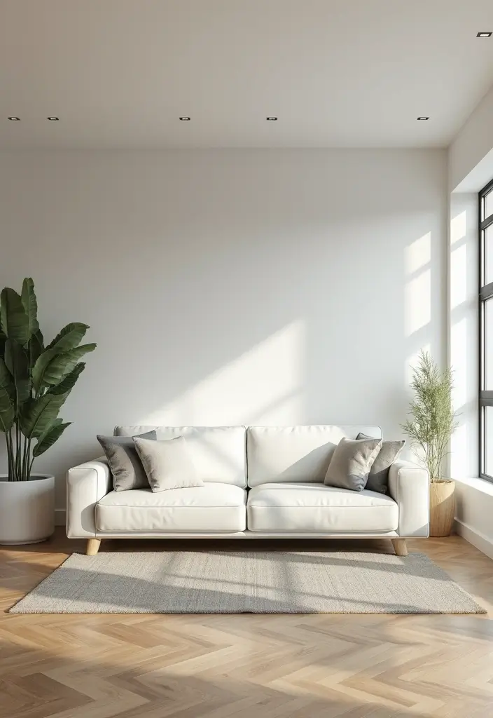 29 White Leather Sofa Living Room Ideas That Feel Bright and Modern - 6. Open Layout with Space