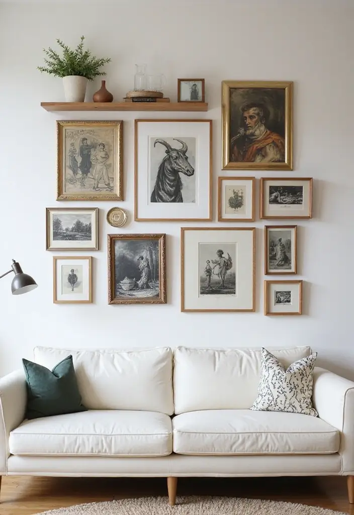 29 White Leather Sofa Living Room Ideas That Feel Bright and Modern - 8. Artistic Touch with Wall Decor