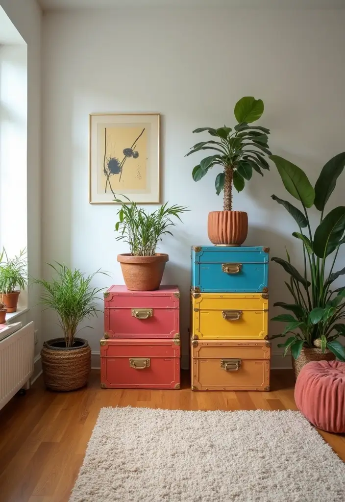 29 Y2K Living Room Aesthetic Ideas That Feel Fun and Nostalgic - 13. Creative Storage Solutions