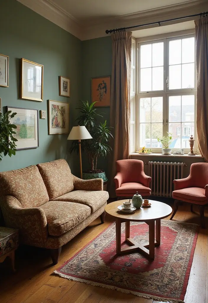 29 Y2K Living Room Aesthetic Ideas That Feel Fun and Nostalgic - 2. Vintage-Inspired Furniture