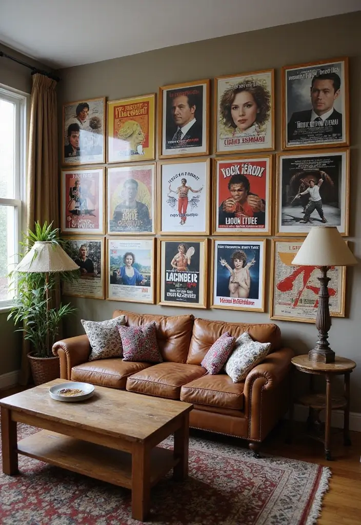 29 Y2K Living Room Aesthetic Ideas That Feel Fun and Nostalgic - 25. Vintage Posters