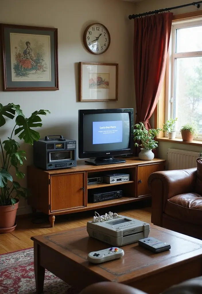 29 Y2K Living Room Aesthetic Ideas That Feel Fun and Nostalgic - 3. Retro Tech Accents