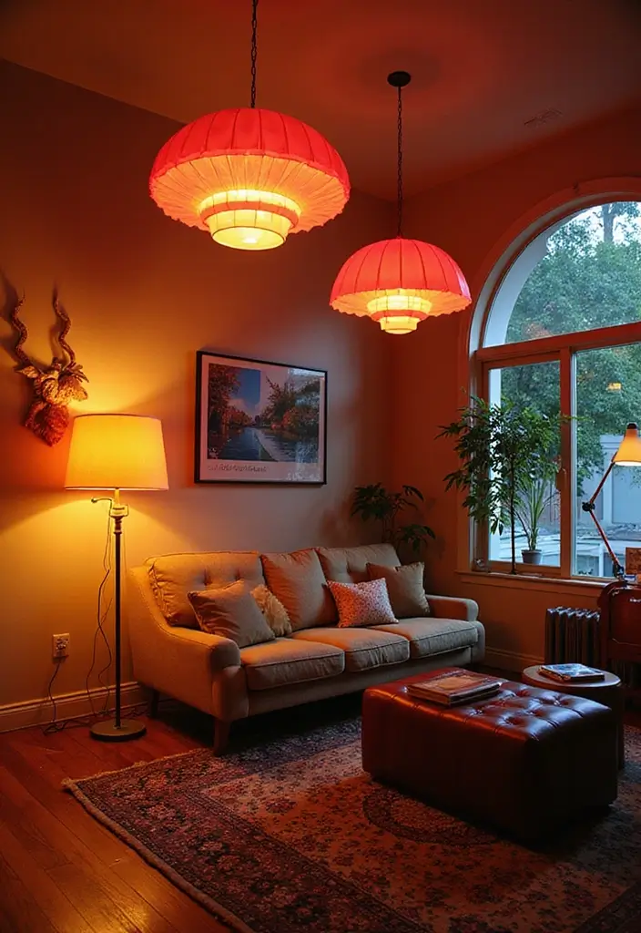 29 Y2K Living Room Aesthetic Ideas That Feel Fun and Nostalgic - 7. Statement Lighting Fixtures