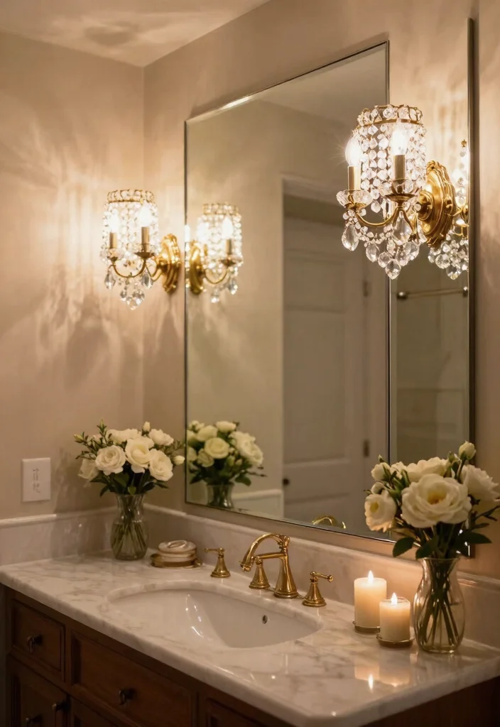 14 Bathroom Sconce Ideas For Double Vanity Lighting - 2. Vintage Glam with Crystal Accents 1