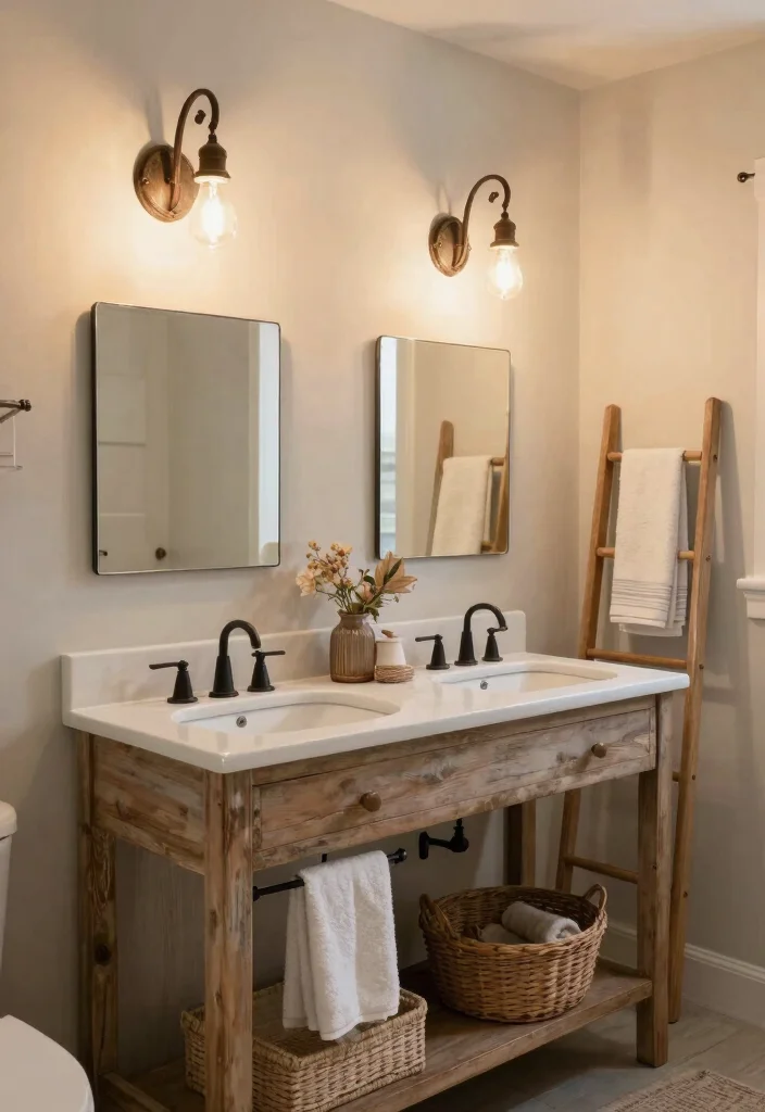 14 Bathroom Sconce Ideas For Double Vanity Lighting - 3. Rustic Farmhouse Style 1