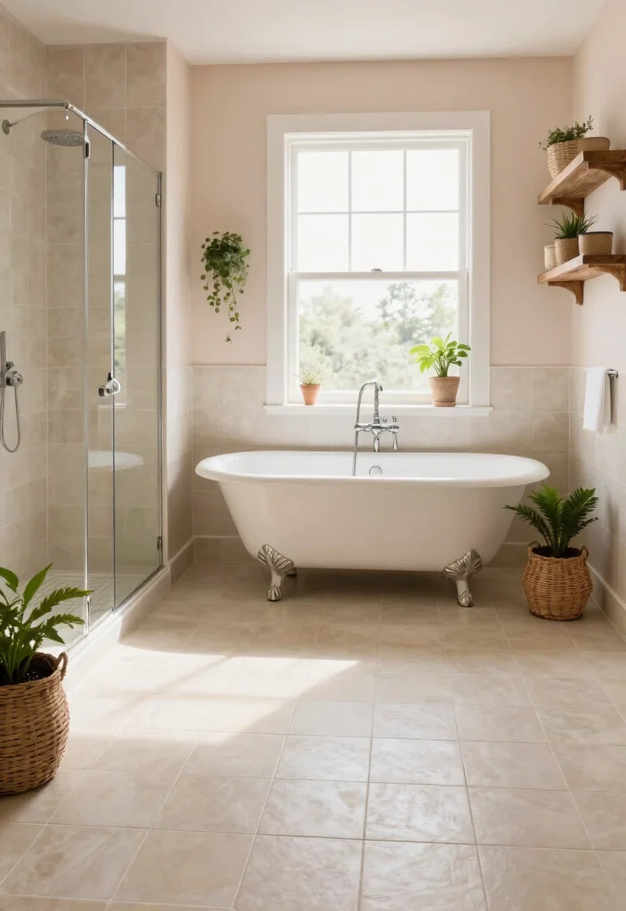 14 Brown Bathroom Tile Ideas With Warm Tones - 3. Sandy Beige Serenity 1