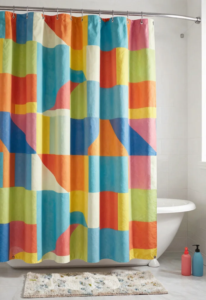14 Cheap Basement Bathroom Ideas That Still Look Good - 5. Add a Stylish Shower Curtain 1