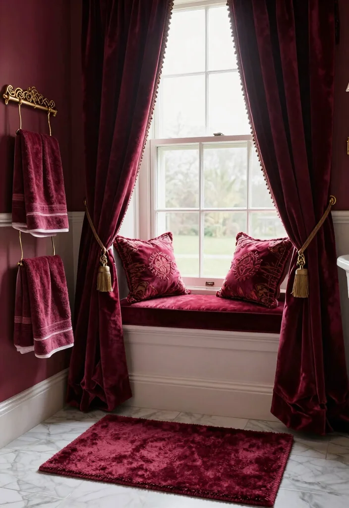 14 Edwardian Bathroom Ideas With Timeless Character - 5. Luxurious Fabrics 1