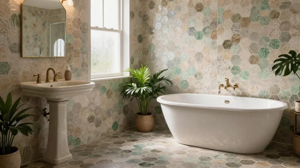 14 Hexagon Mosaic Tile Bathroom Ideas With Texture