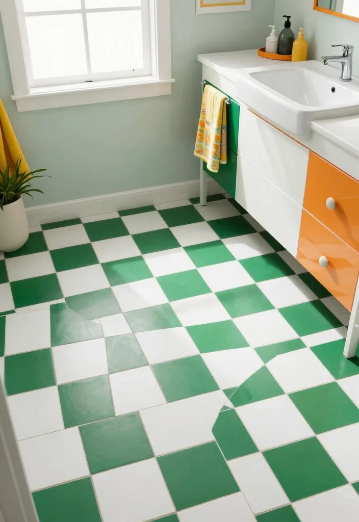 14 Light Green Bathroom Tile Ideas With Soft Calm Vibes - 8. Green and White Checkerboard 1