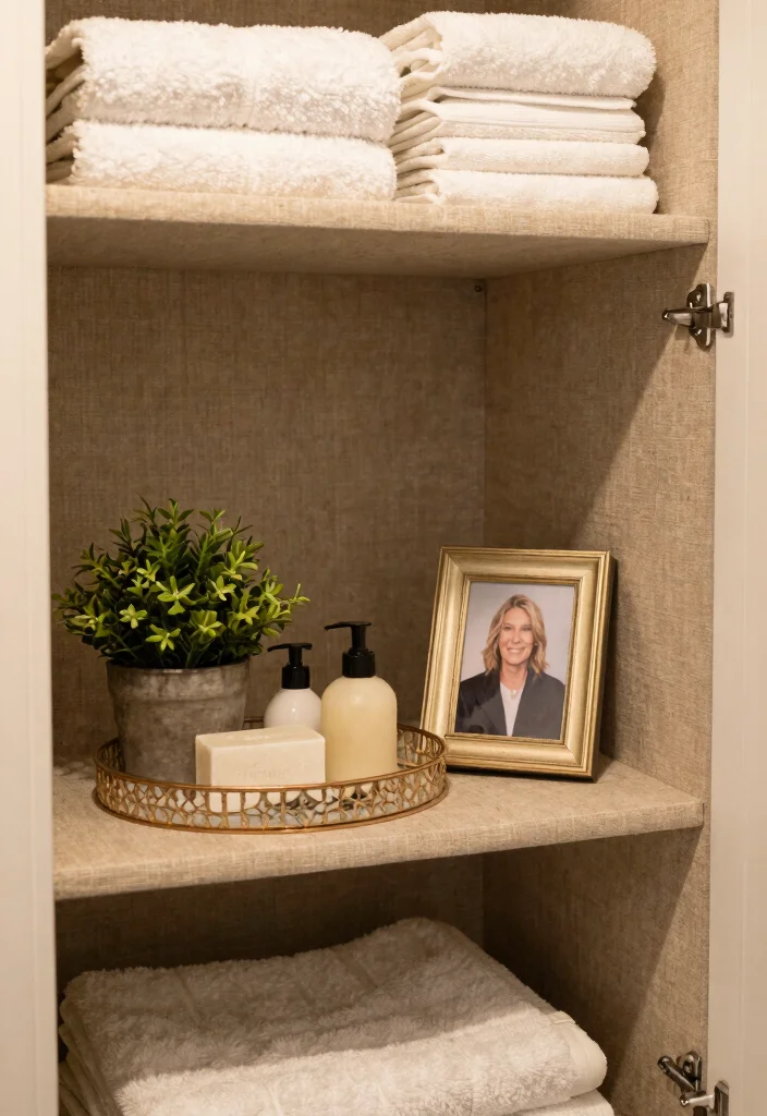 14 Linen Closet Ideas Inside The Bathroom - 10. Personal Touches with Decor 1