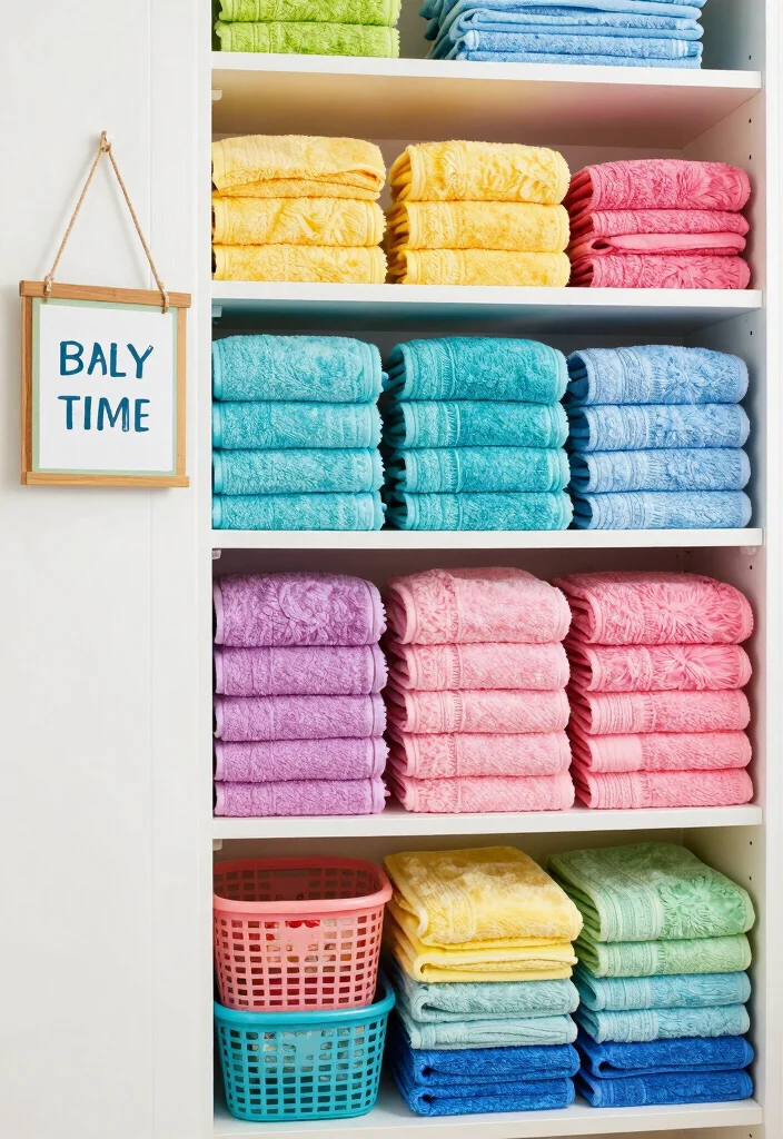 14 Linen Closet Ideas Inside The Bathroom - 3. Color-Coded Linens for Visual Appeal 1