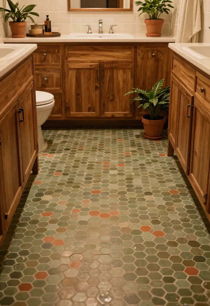 14 Small Hexagon Tile Bathroom Floor Ideas For Detail Lovers - 10. Earthy Tones for a Grounded Feel 1