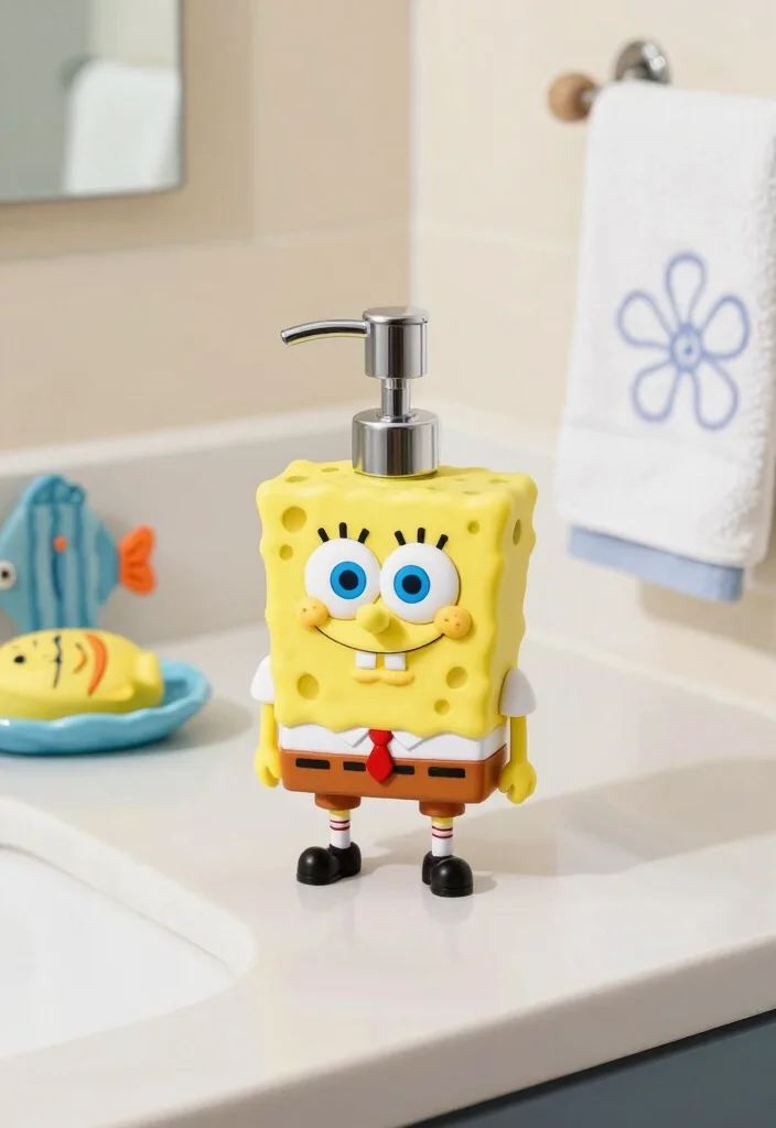 14 Spongebob Bathroom Ideas Kids Will Love - 6. Themed Soap Dispenser 1