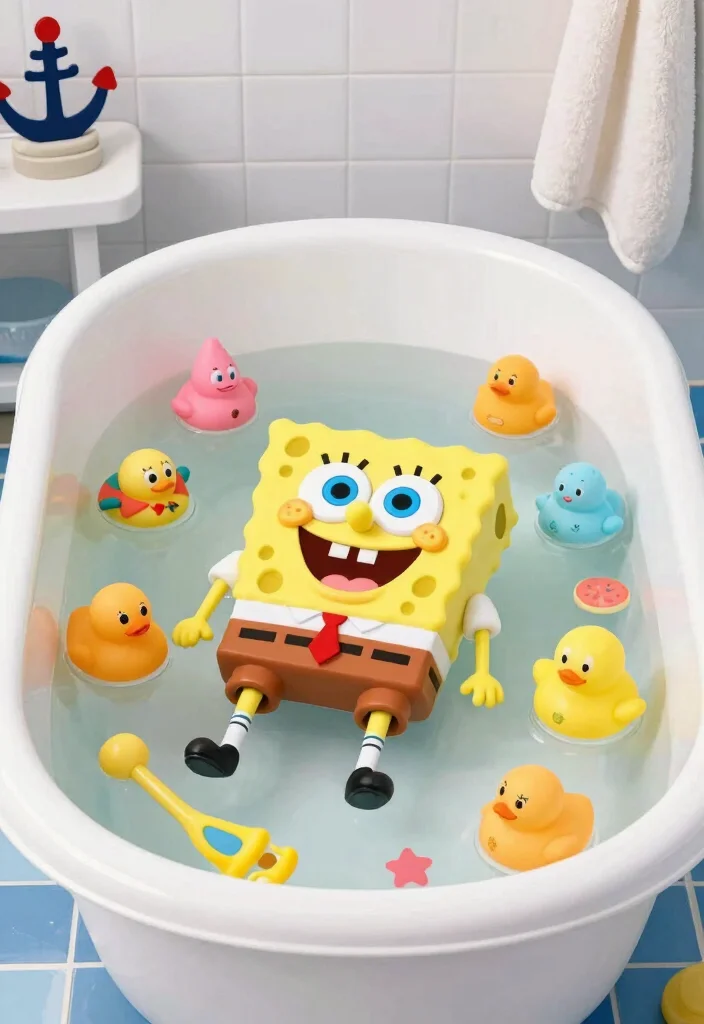 14 Spongebob Bathroom Ideas Kids Will Love - 7. Spongebob Bath Toys 1