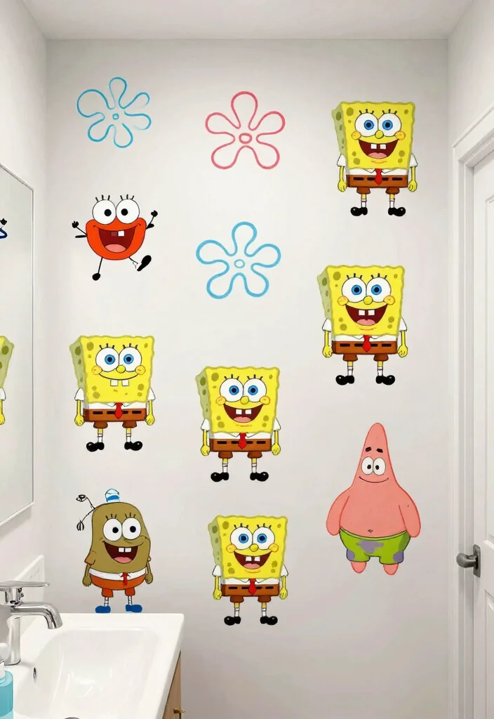 14 Spongebob Bathroom Ideas Kids Will Love - 8. Spongebob Wall Decals 1
