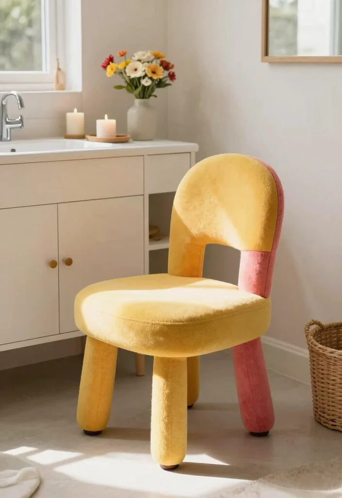 15 Bathroom Vanity Chair Ideas For Stylish Getting Ready - 11. Colorful Accent Chair 1