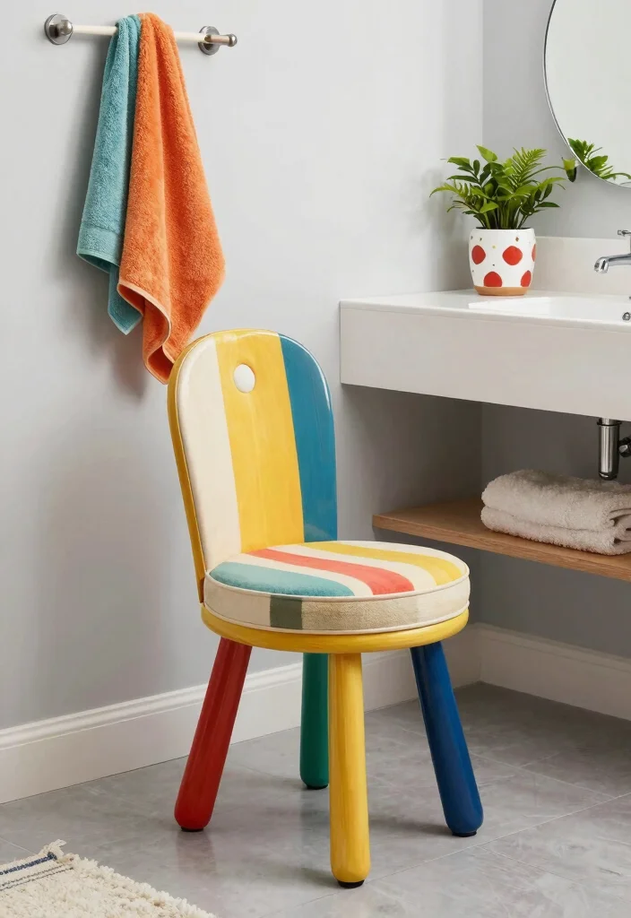 15 Bathroom Vanity Chair Ideas For Stylish Getting Ready - 13. Retro Chair 1