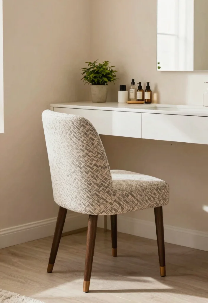 15 Bathroom Vanity Chair Ideas For Stylish Getting Ready - 7. Upholstered Dining Chair 1