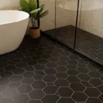15 Black Hexagon Tile Bathroom Floor Ideas With Bold Pattern