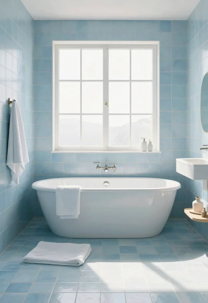15 Blue Bathroom Tile Ideas That Feel Fresh - 11. Pale Cerulean Tiles 1