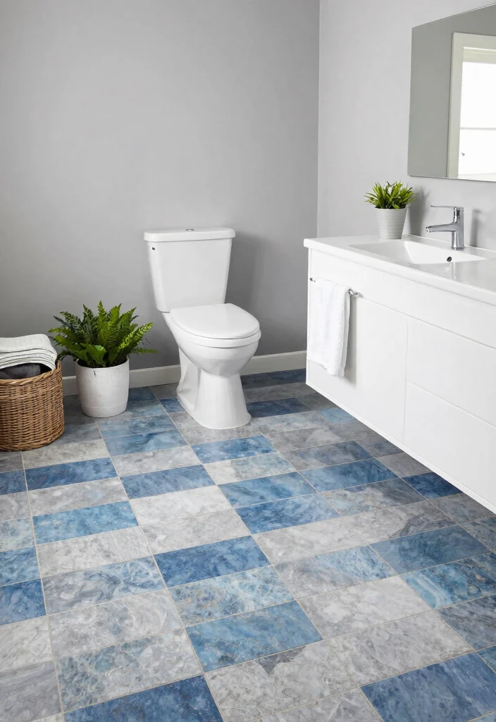 15 Blue Bathroom Tile Ideas That Feel Fresh - 14. Blue and Gray Two-Tone Tiles 1