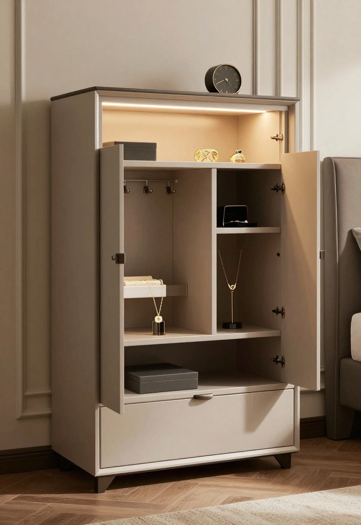 15 Cabinet Design Ideas for Bedroom Modern Smart Storage - 10. Stylish Jewelry Cabinet 1