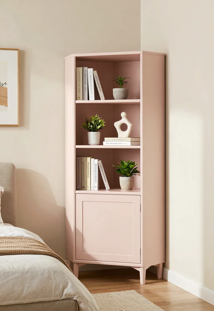 15 Cabinet Design Ideas for Bedroom Modern Smart Storage - 2. Corner Cabinet with Open Shelving 1