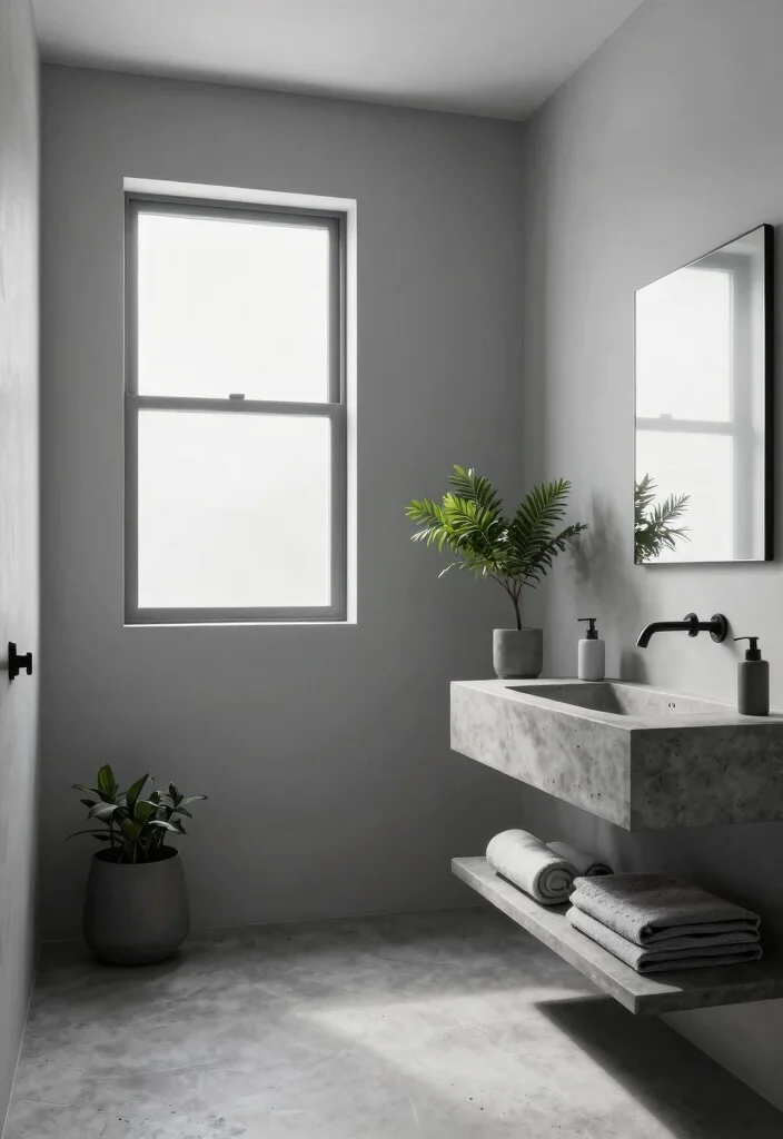 15 Cement Bathroom Ideas With Modern Industrial Vibes - 10. Grey Color Schemes 1