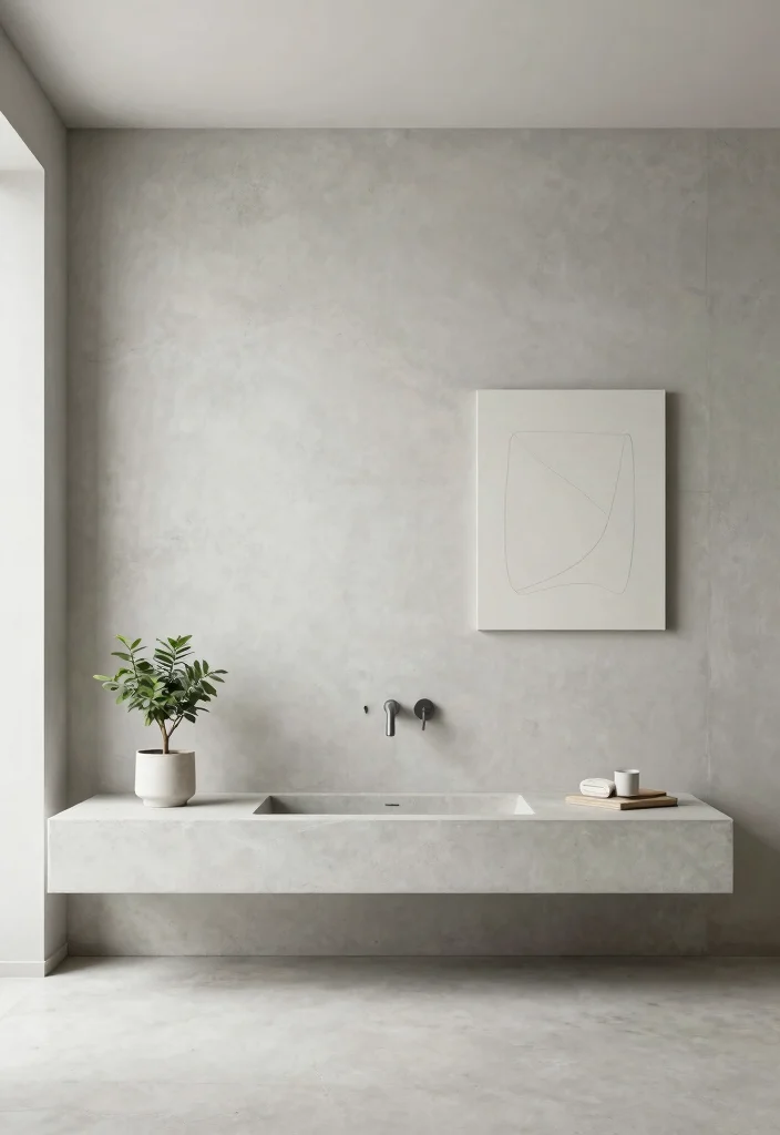 15 Cement Bathroom Ideas With Modern Industrial Vibes - 7. Minimalist Decor 1