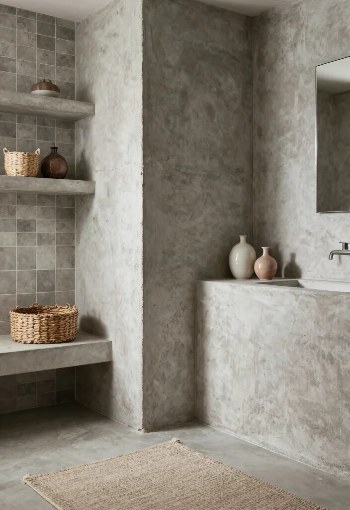 15 Cement Bathroom Ideas With Modern Industrial Vibes - 9. Unique Textures 1