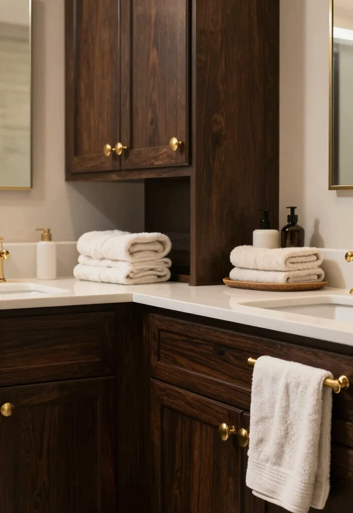 15 Dark Bathroom Cabinet Ideas With Rich Contrast - 9. Dark Espresso Cabinets 1