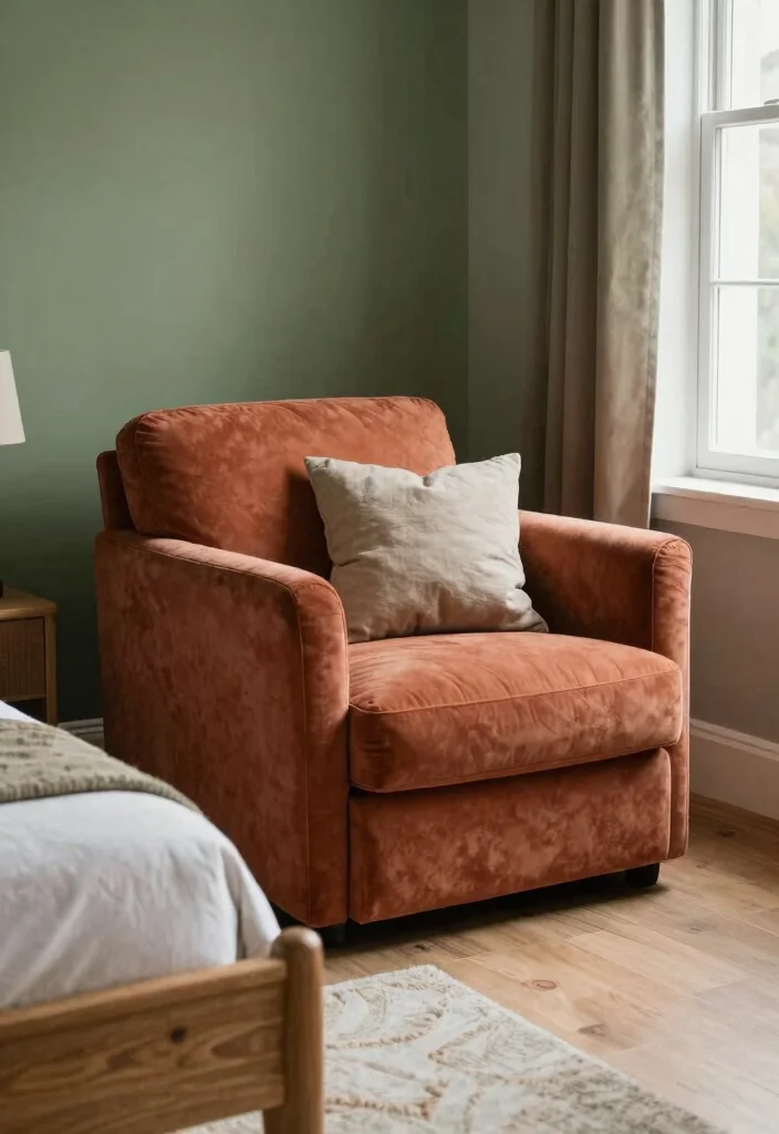 15 Green and Terracotta Bedroom Ideas Earthy Warm Contrast - 14. Statement Furniture Pieces 1