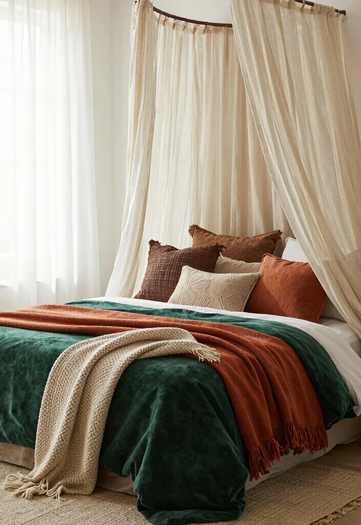 15 Green and Terracotta Bedroom Ideas Earthy Warm Contrast - 4. Earthy Textiles 1