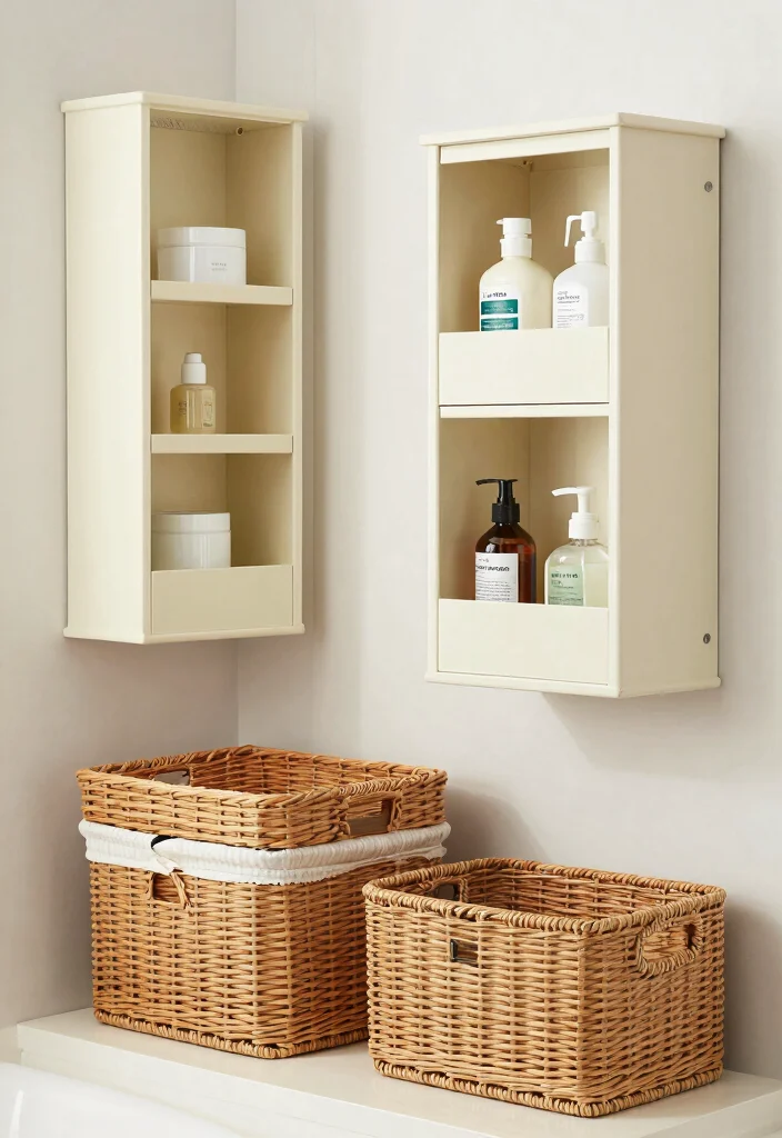 15 Ivory Bathroom Ideas With Soft Elegant Warmth - 12. Ivory Storage Solutions 1