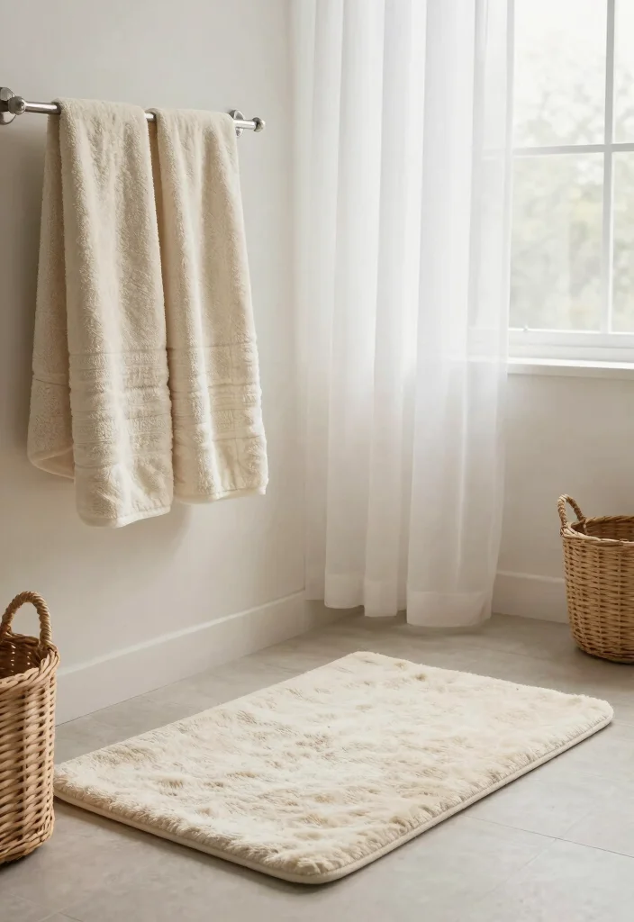 15 Ivory Bathroom Ideas With Soft Elegant Warmth - 4. Textured Ivory Fabrics 1