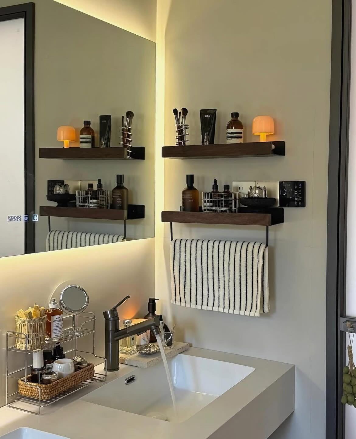 15 One Sink Bathroom Vanity Ideas For Compact Layouts - 12. Chic Open Shelving 1