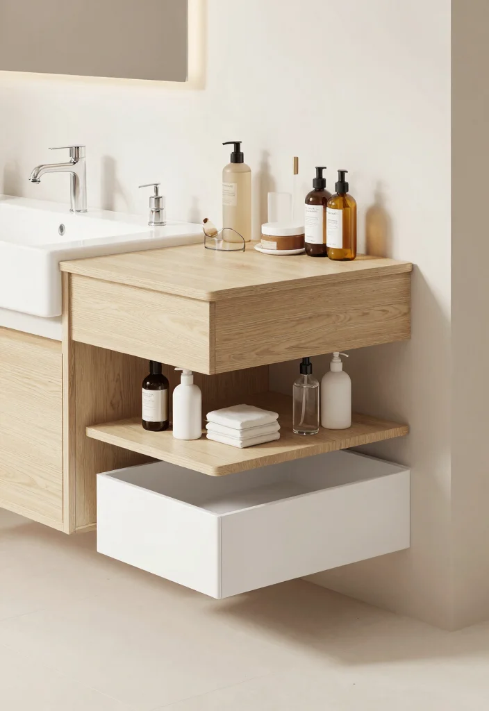 15 One Sink Bathroom Vanity Ideas For Compact Layouts - 13. Multi-Tiered Vanities 1