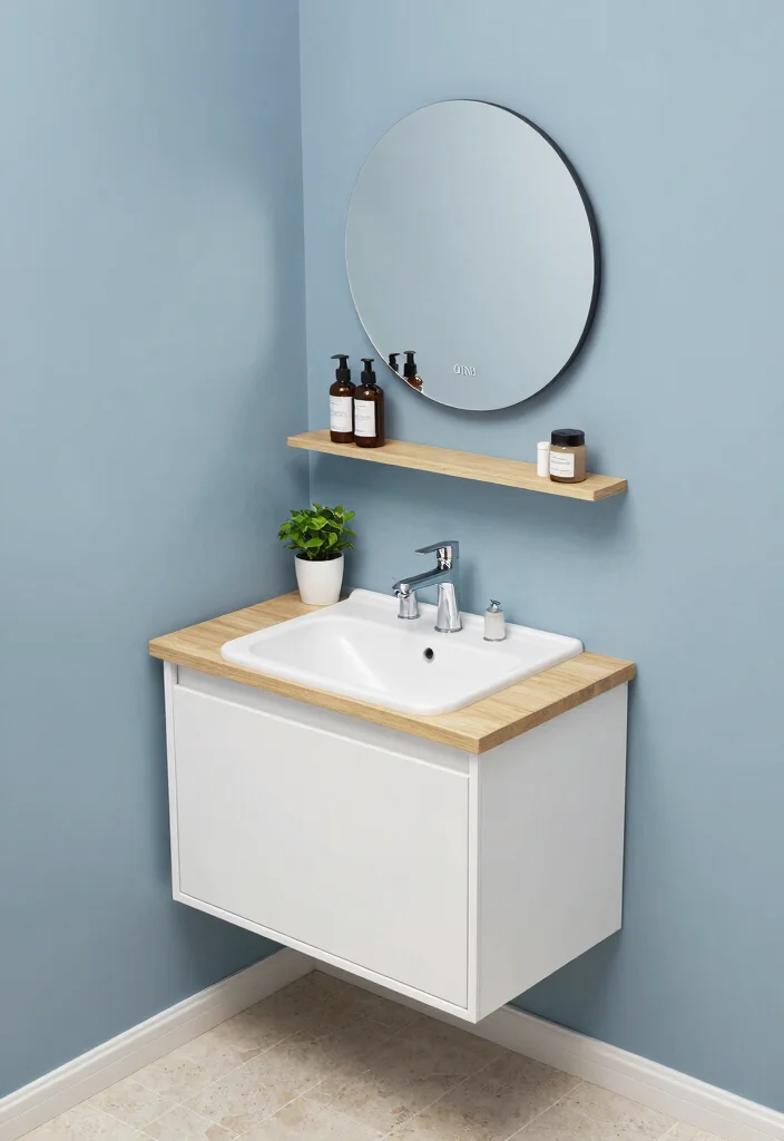 15 One Sink Bathroom Vanity Ideas For Compact Layouts - 2. Compact Corner Vanities 1