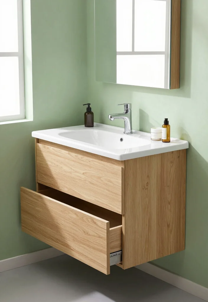 15 One Sink Bathroom Vanity Ideas For Compact Layouts - 5. Space-Saving Dual-Function Vanities 1