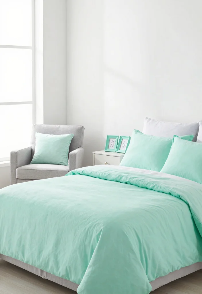 15 Pastel Colour Bedroom Ideas: Soft Dreamy Palette - 2. Mint Green Accents 1