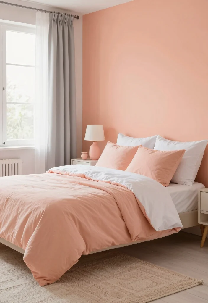 15 Pastel Colour Bedroom Ideas: Soft Dreamy Palette - 5. Subtle Peach Tones 1