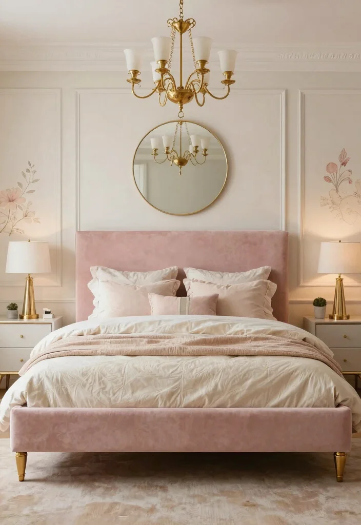 15 Pink Bed Frame Bedroom Ideas for Cute Feminine Style - 1. Blush Pink Glamour 1
