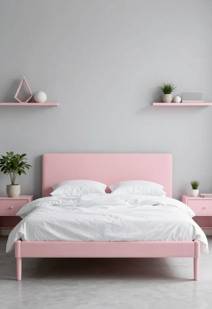 15 Pink Bed Frame Bedroom Ideas for Cute Feminine Style - 4. Modern Minimalism 1