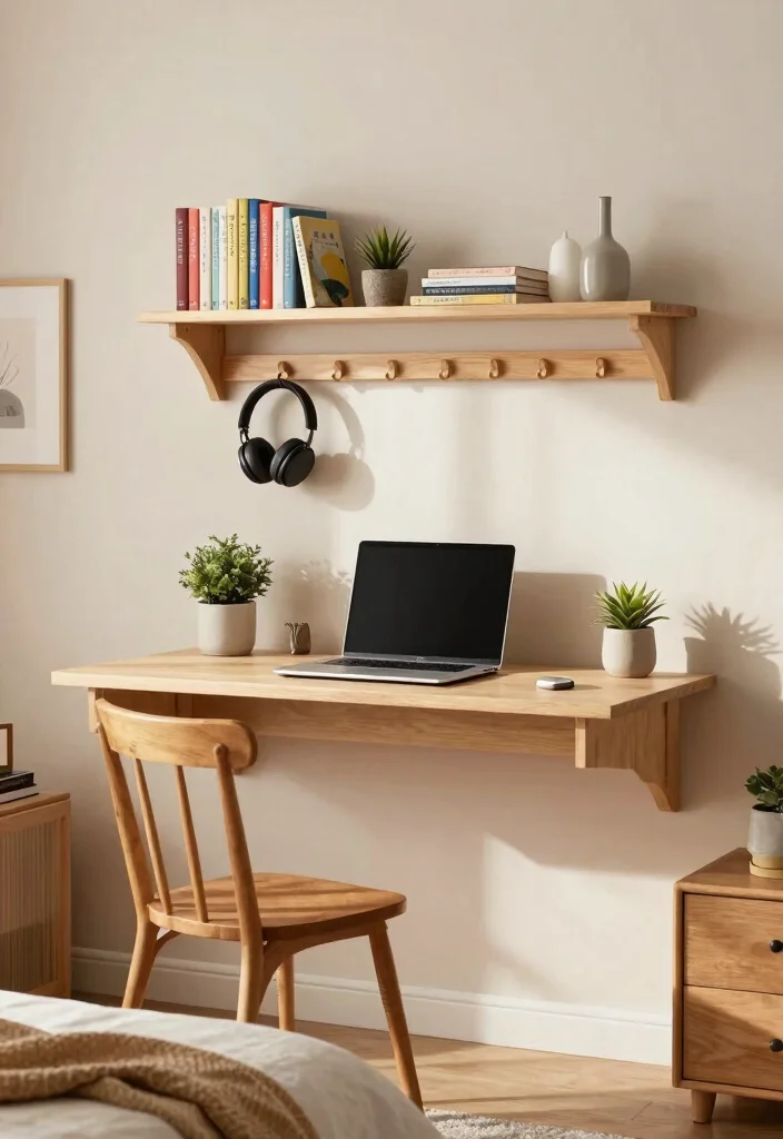 15 Small Desk Area in Bedroom Ideas for a Functional Study Nook - 1. Floating Desk for a Minimalist Look 1