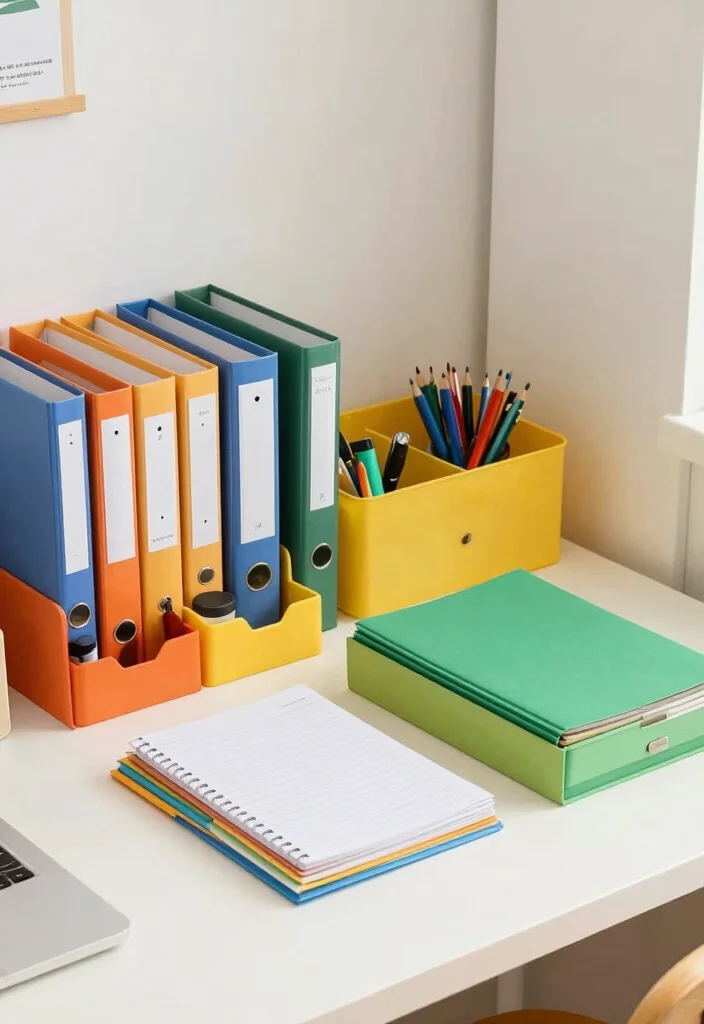 15 Small Desk Area in Bedroom Ideas for a Functional Study Nook - 10. Color-Coded Organization 1
