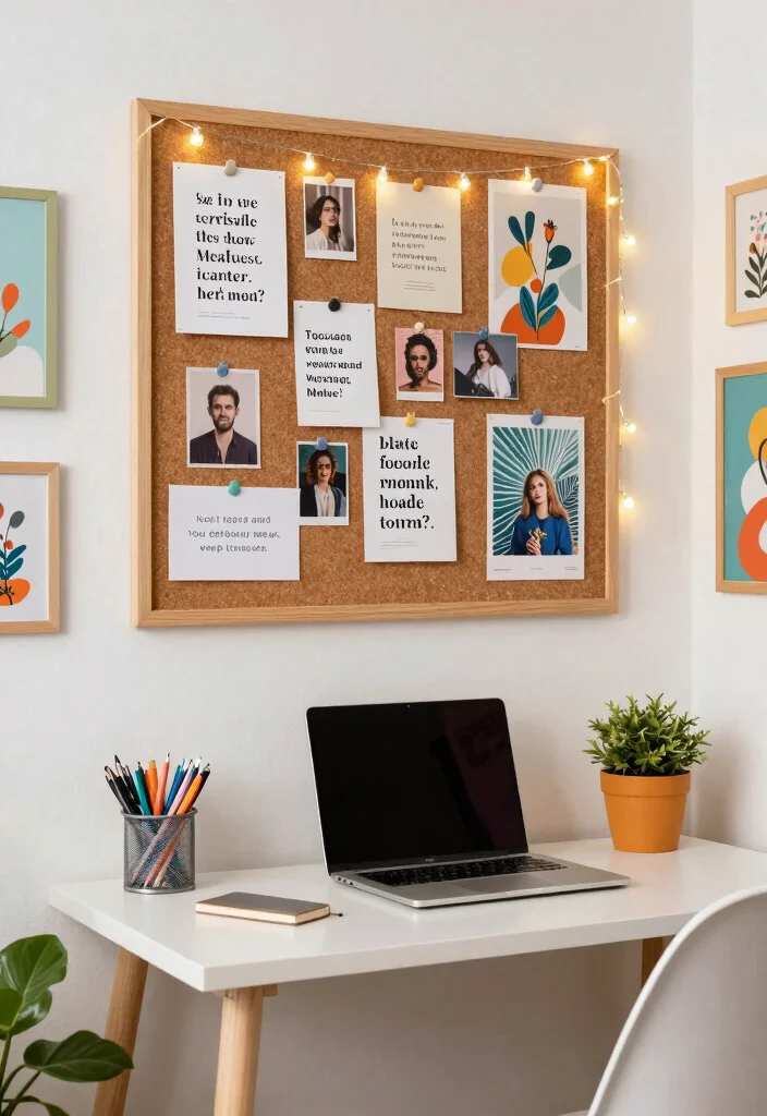 15 Small Desk Area in Bedroom Ideas for a Functional Study Nook - 11. An Inspiration Wall 1