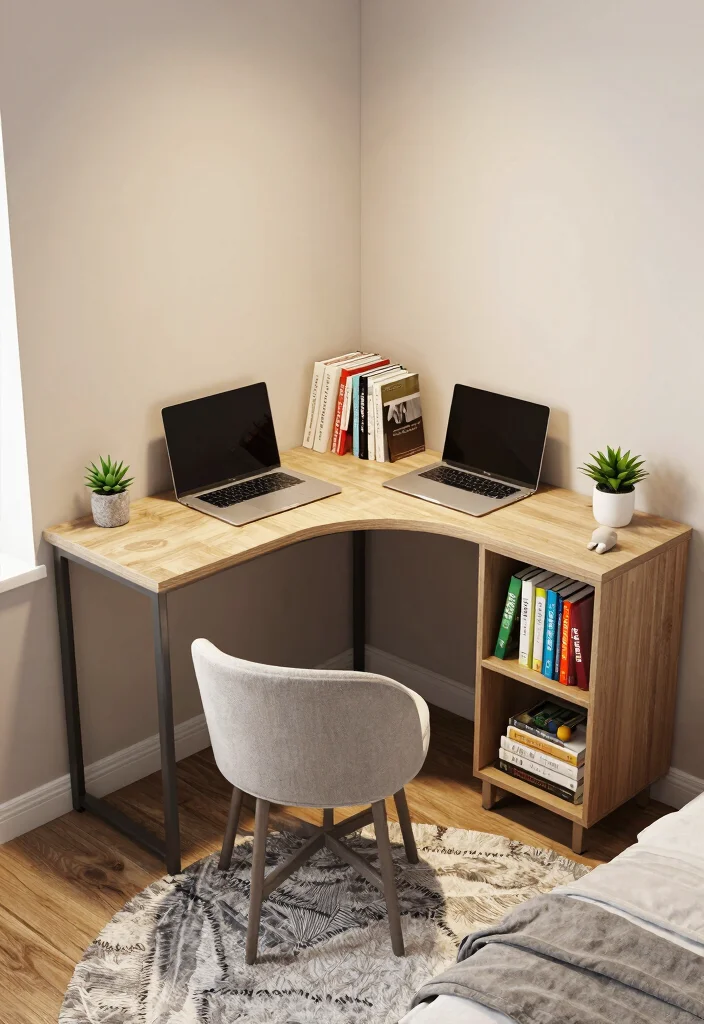 15 Small Desk Area in Bedroom Ideas for a Functional Study Nook - 2. Corner Desk for Maximizing Space 1